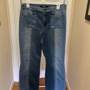 One5One Size 12/31 front pocket Two Tone wide Leg Jeans NWOT